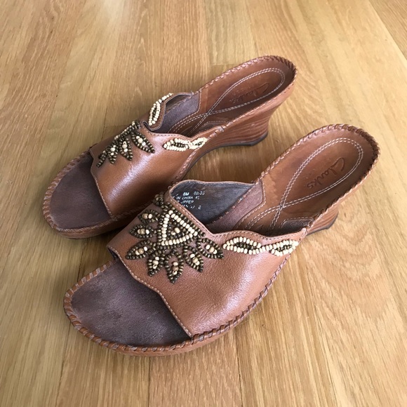 Clarks Shoes - Clarks boho leather heel sandals 8